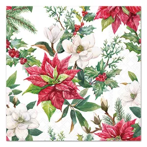 Poinsettia Floral Paper Luncheon Napkins