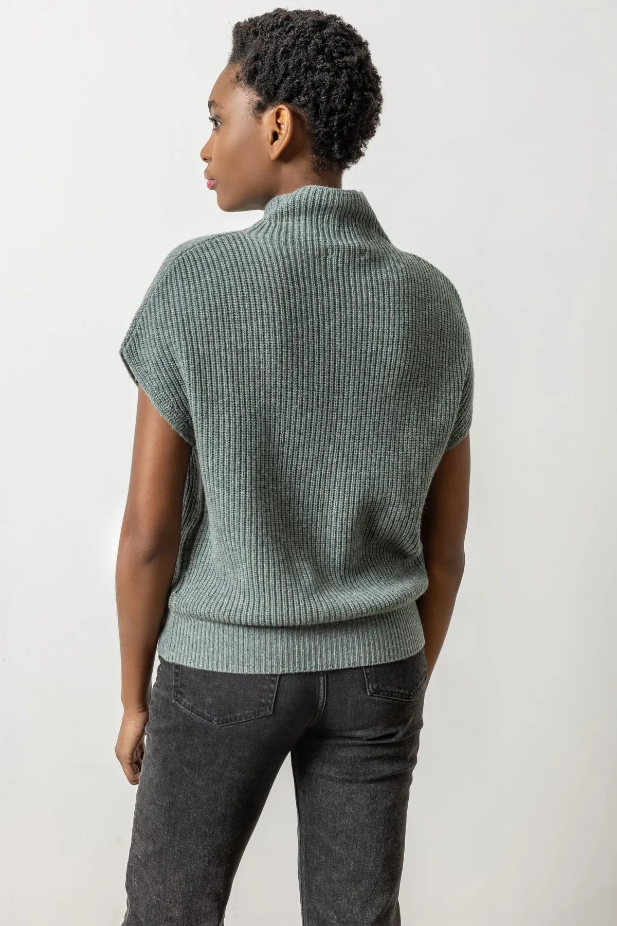 Ribbed Funnel Neck Sweater