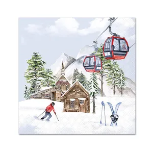 Ski Hut Paper Beverage Napkins