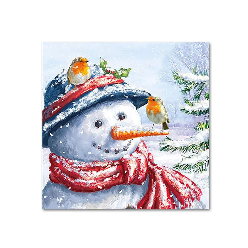 Snowman & Birds Paper Beverage Napkins