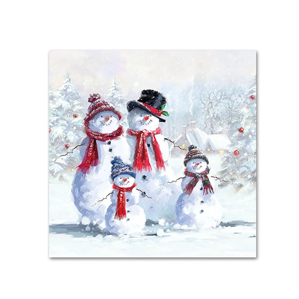 Snowman Family Paper Napkins - Beverage