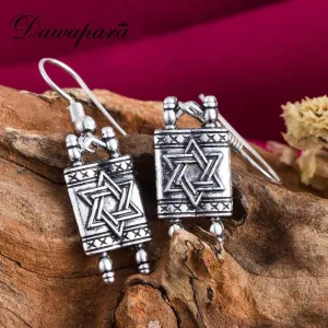 Star Of David Jewish Hebrew Sefer Torah Scroll Religious Drop Earrings Women Jewelry