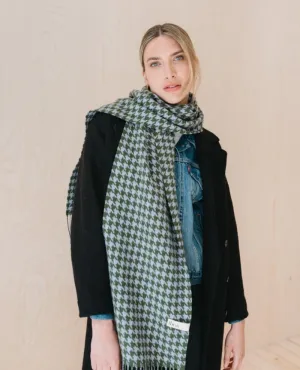 TBCo Lambswool Olive Houndstooth Blanket Scarf