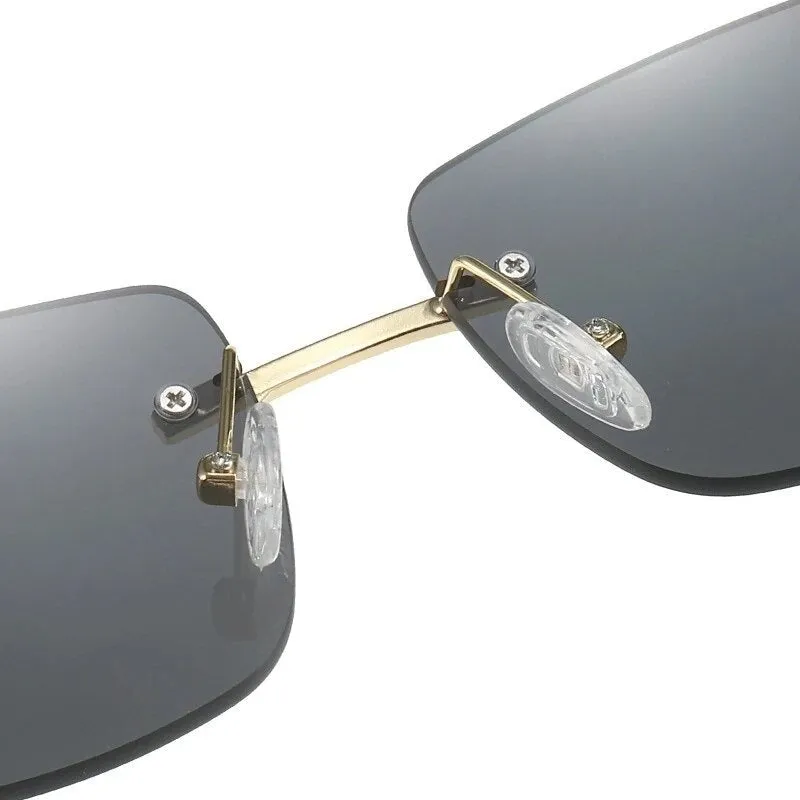 TEEK - Rimless Rectangle Roar Detail Sunglasses