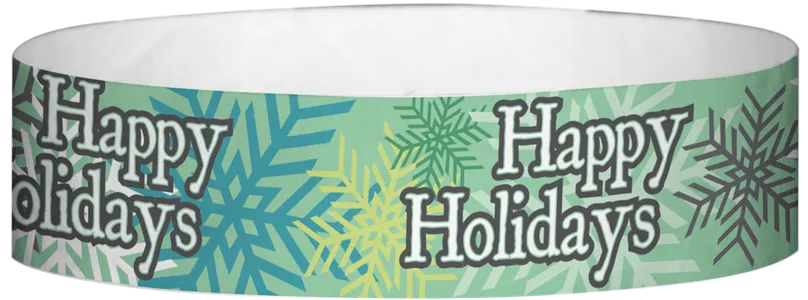 Tyvek® 3/4" x 10" Happy Holidays pattern wristbands