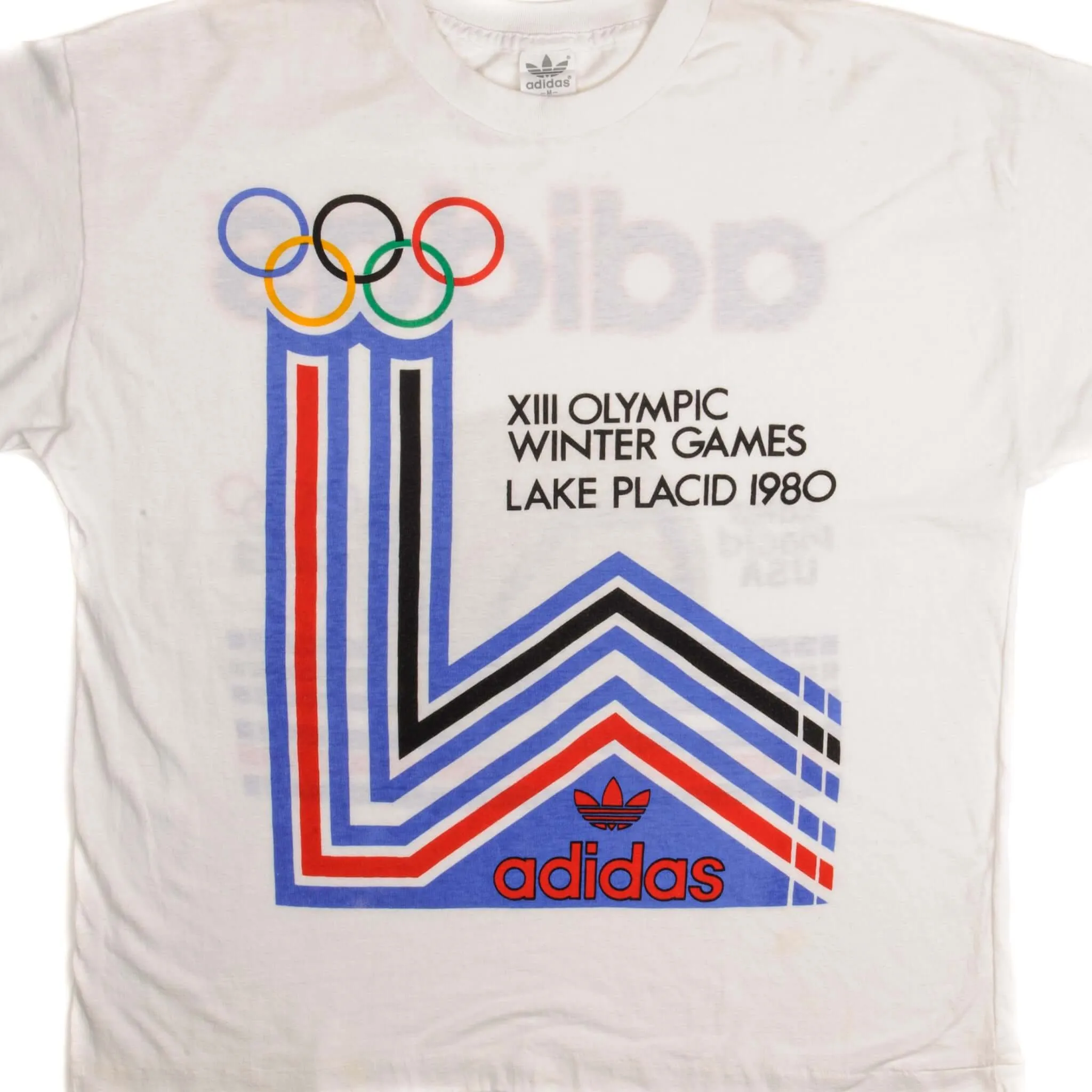 VINTAGE ADIDAS XIII OLYMPIC WINTER GAMES TEE SHIRT 1980 SIZE MEDIUM