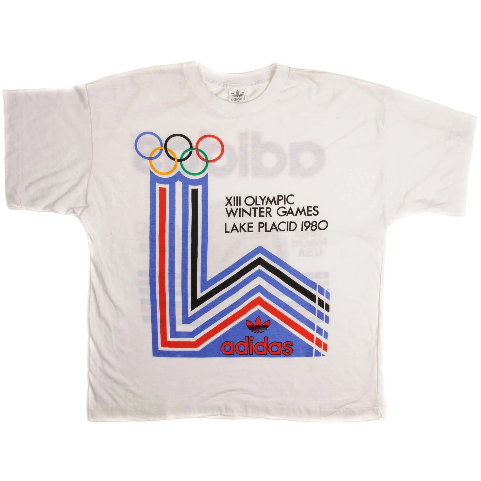 VINTAGE ADIDAS XIII OLYMPIC WINTER GAMES TEE SHIRT 1980 SIZE MEDIUM