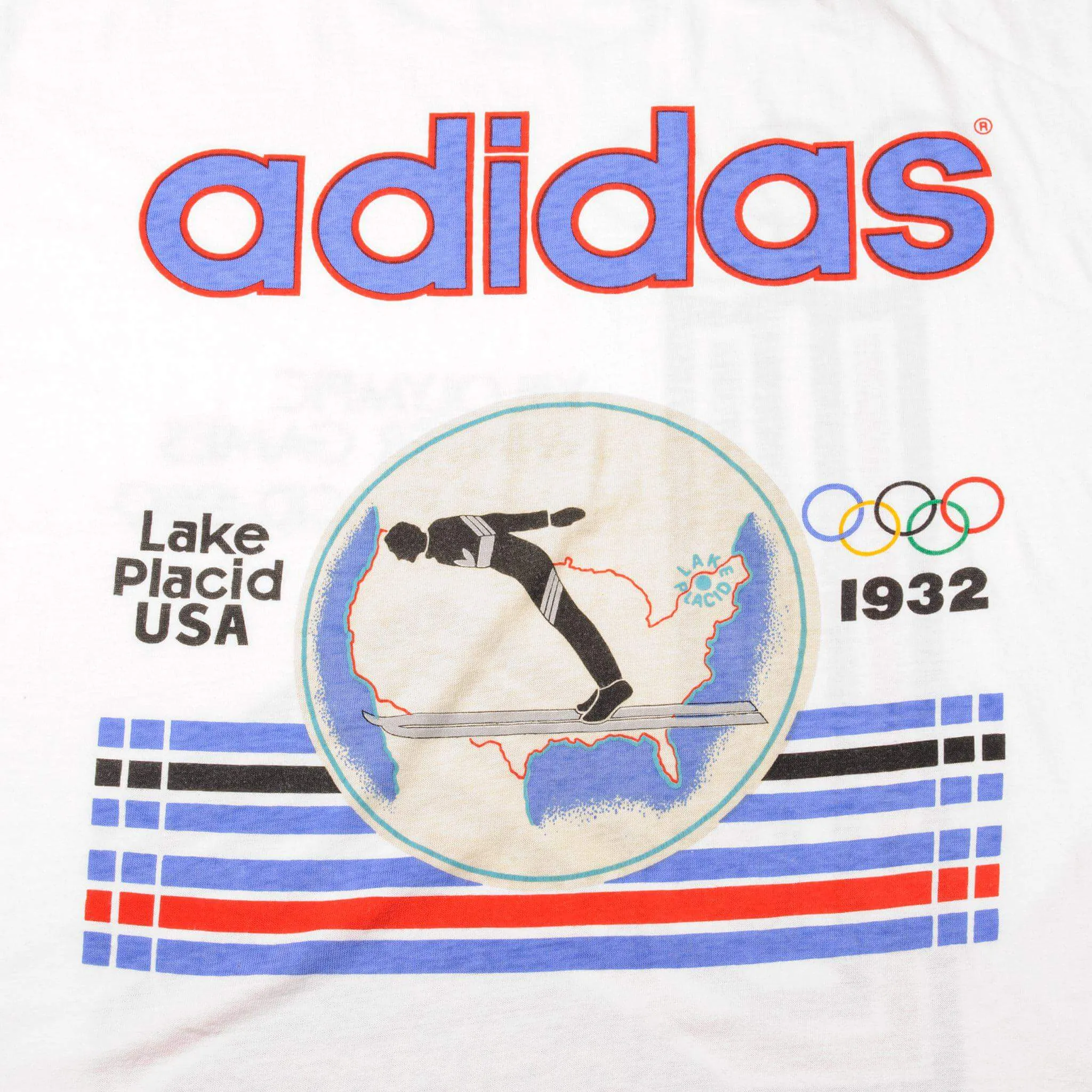 VINTAGE ADIDAS XIII OLYMPIC WINTER GAMES TEE SHIRT 1980 SIZE MEDIUM