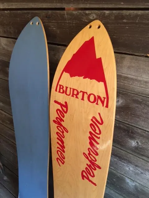 Vintage Burton Performer Snowboards, Set of 2- Blue and Red