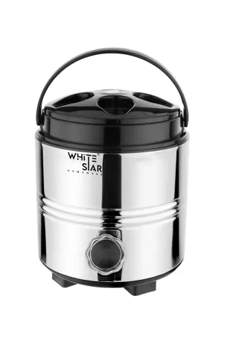 WHITESTAR Stainless Steel Travel Water Jug with Leak Proof Tap I Steel Water Jug 3 Liters, Silver-Black I PUF Insulated Hot and Cold Upto 4-5 Hours I Lighweight Easy to Carry Handle I Durable