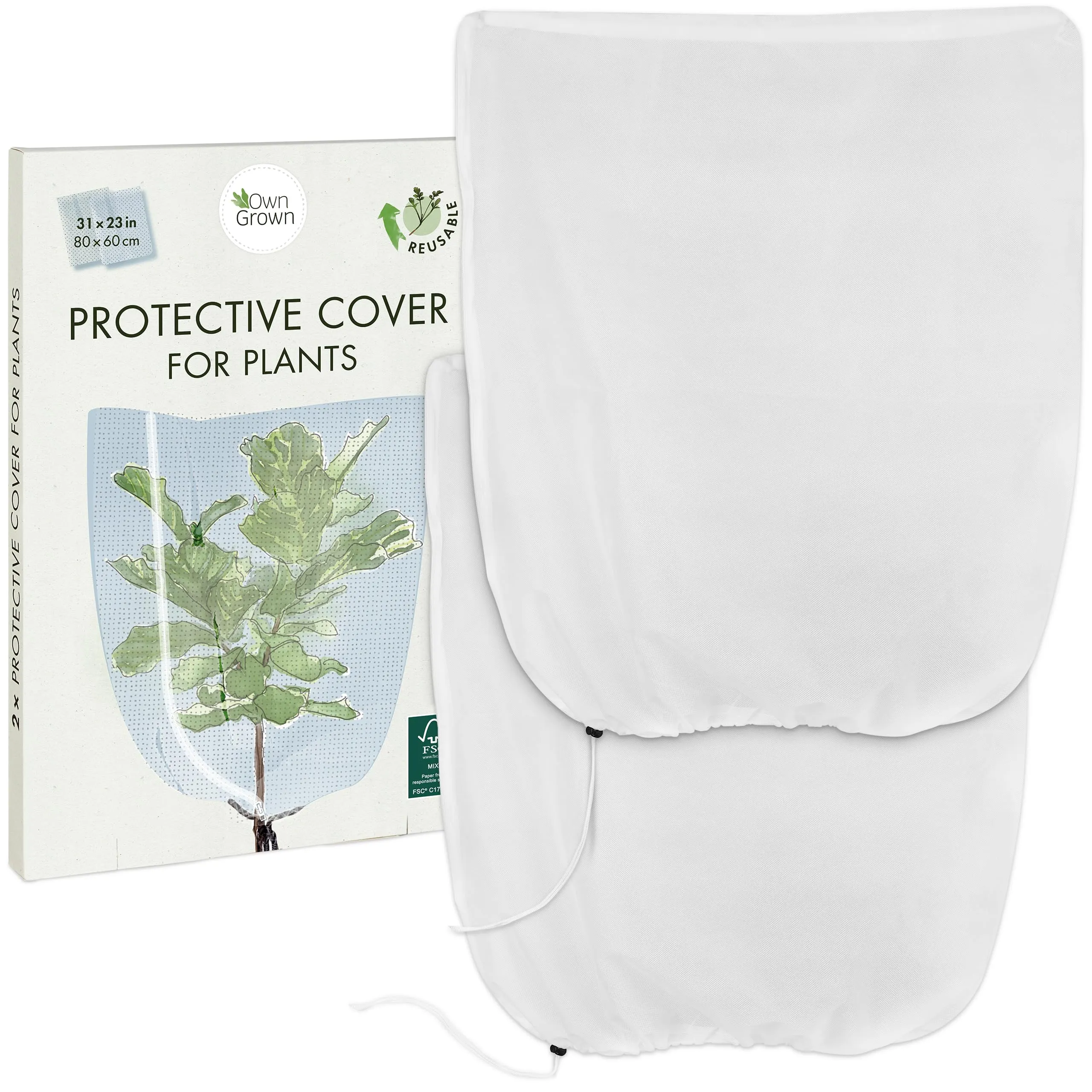 Winter Plant Protection : 2 Winter Plant Covers 31x23in  Permeable, Translucent