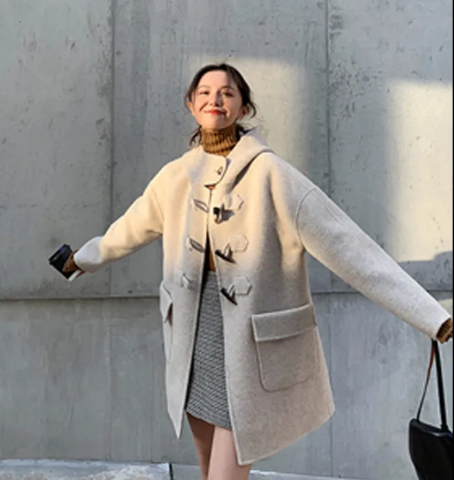 Women Winter Black Long Women Wool Coat Jacket