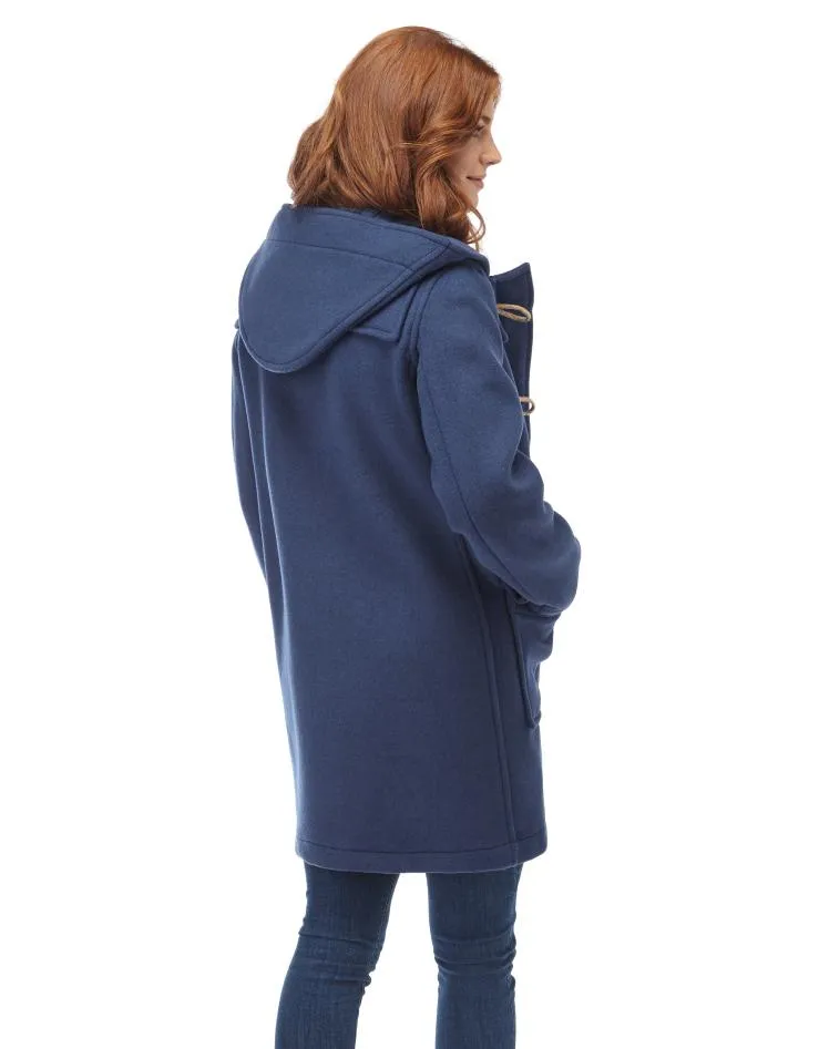 Women's Classic Fit Duffle Coat with Wooden Toggles - Royal Blue