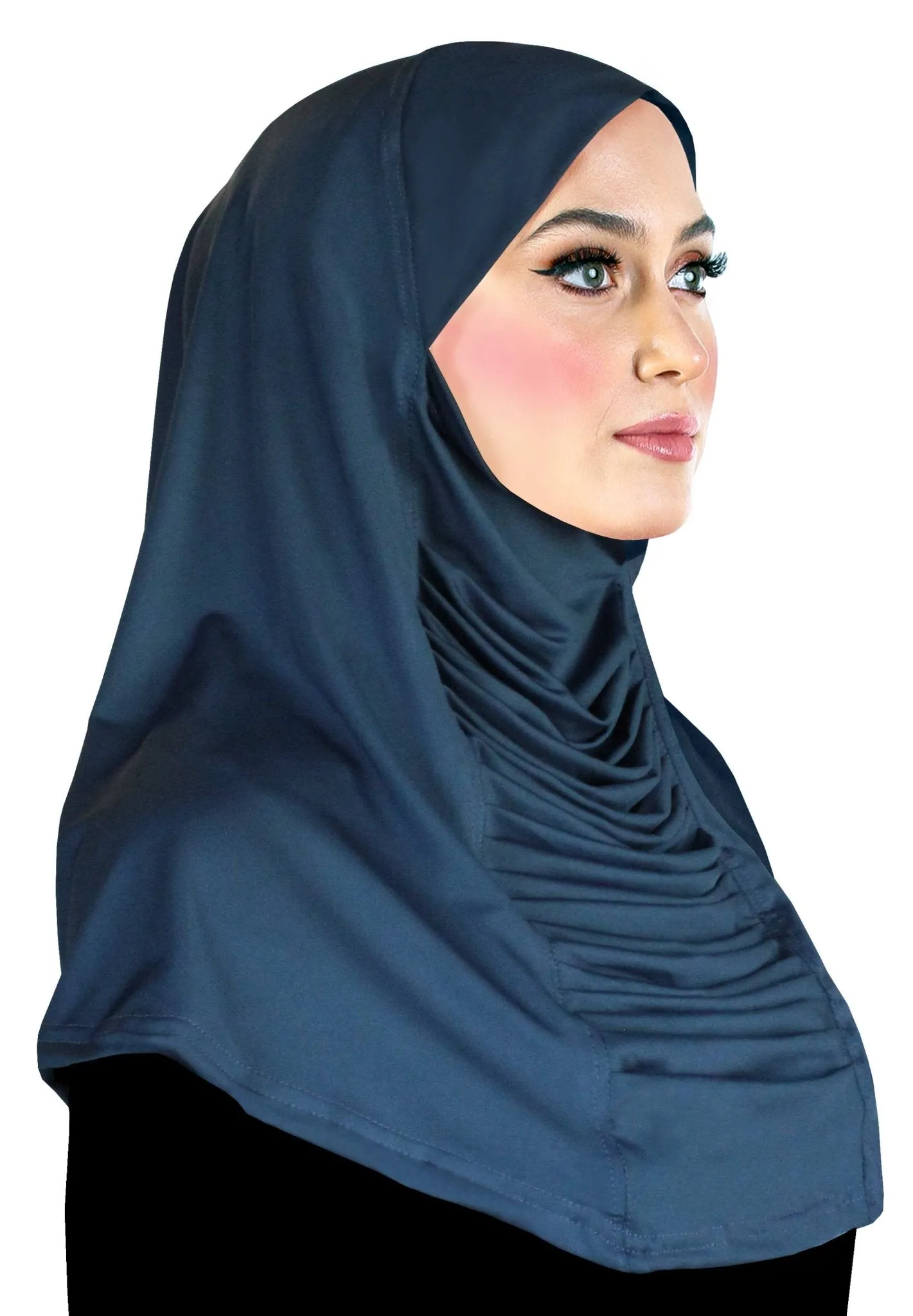 Women's Hijab 1 piece Lycra Amiras Ruched Cascade Large Headscarf