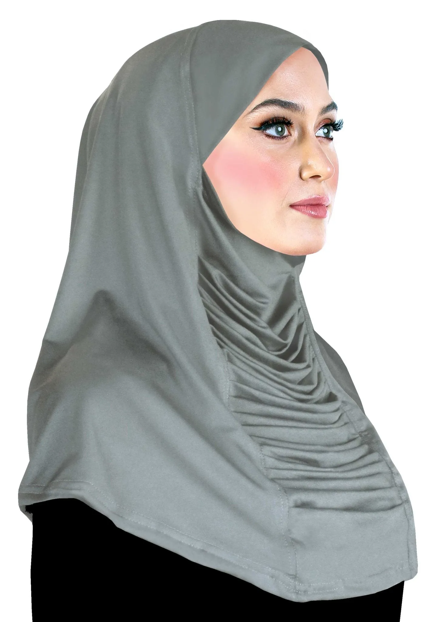 Women's Hijab 1 piece Lycra Amiras Ruched Cascade Large Headscarf